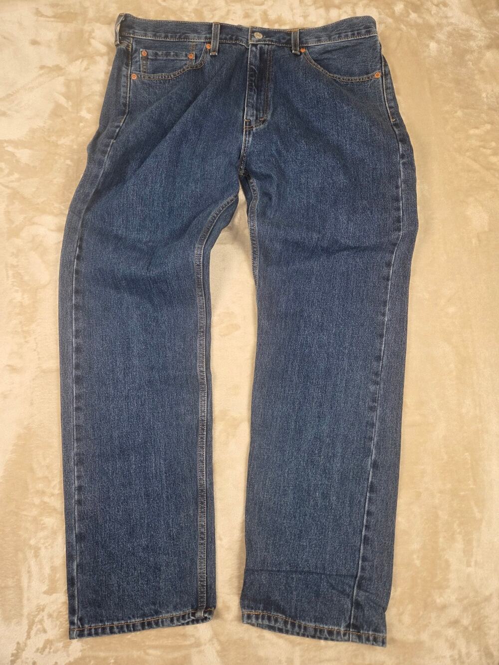 Levis 505 Men Regular Fit Straight Leg Jeans Medium Wash Blue Denim Zip Fly38x32